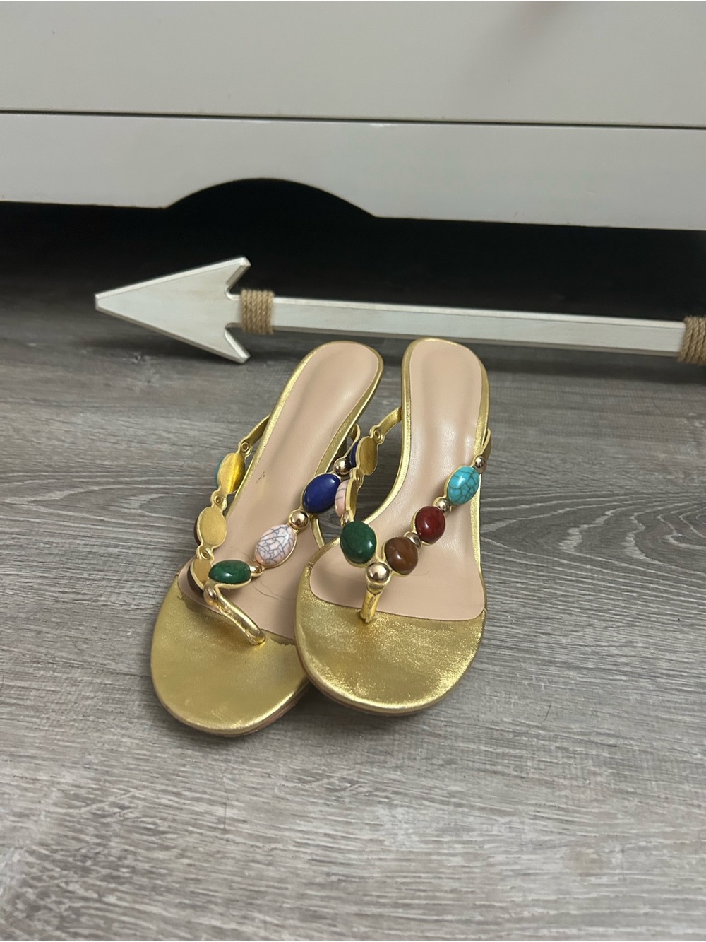 Gold Jeweled Toe-Ring Sandal - Womens - Picture 3 of 4